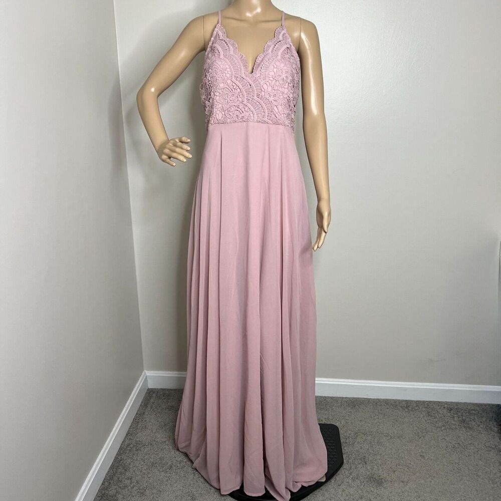 Lulus Madalyn Dusty Lavender Lace Maxi Dress